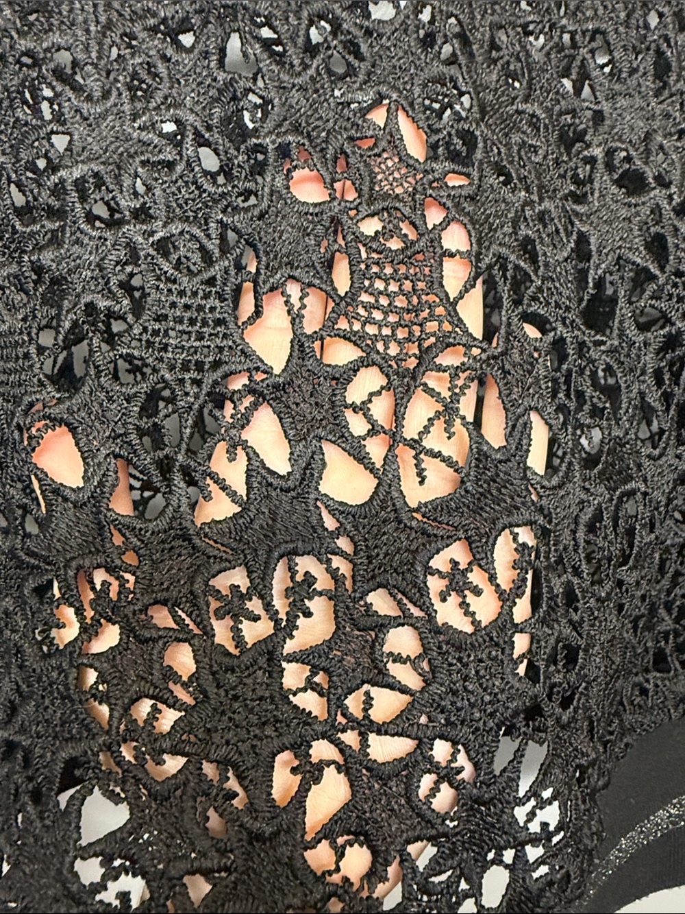 Zara Black Openwork Crochet Metallic Star Knit Top - Picture 6 of 7